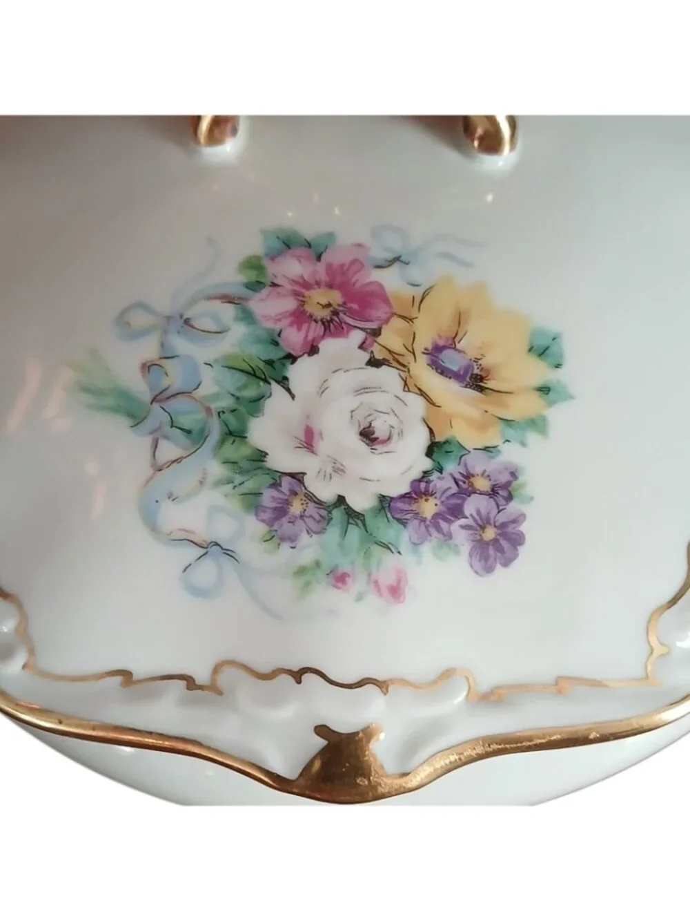 Alka Kunst Bavaria Petite Covered Tureen Floral Gilt Hand Painted Porcelain 8 in